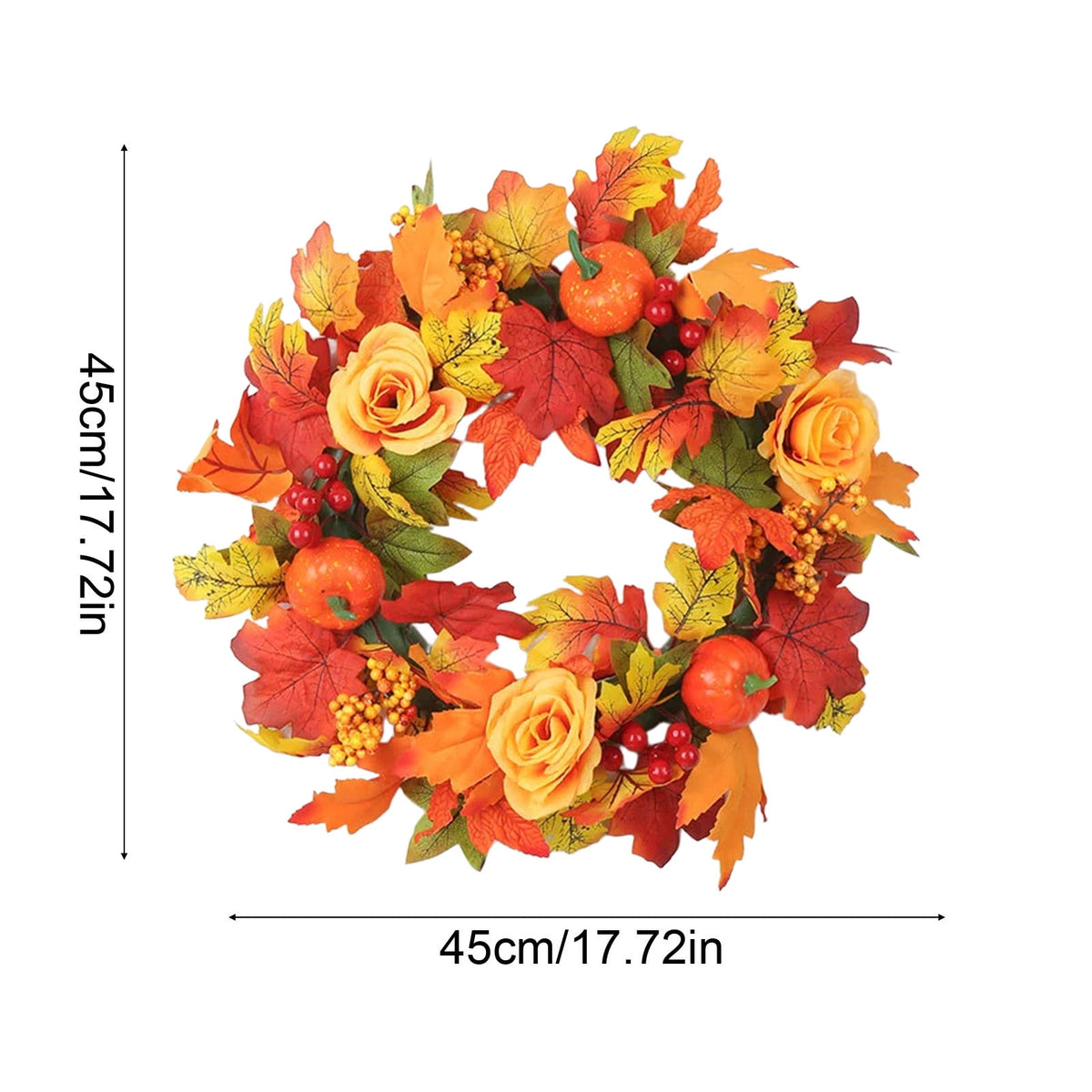 Halloween Wreaths for Front Door,Fall Wreath Thanksgiving Wreath,Harvest Wreath with Various Pumpkin Cluster of Berries Maple Leaves Pine Cones for Indoor Outdoor Wall Porch Patio Farmhouse