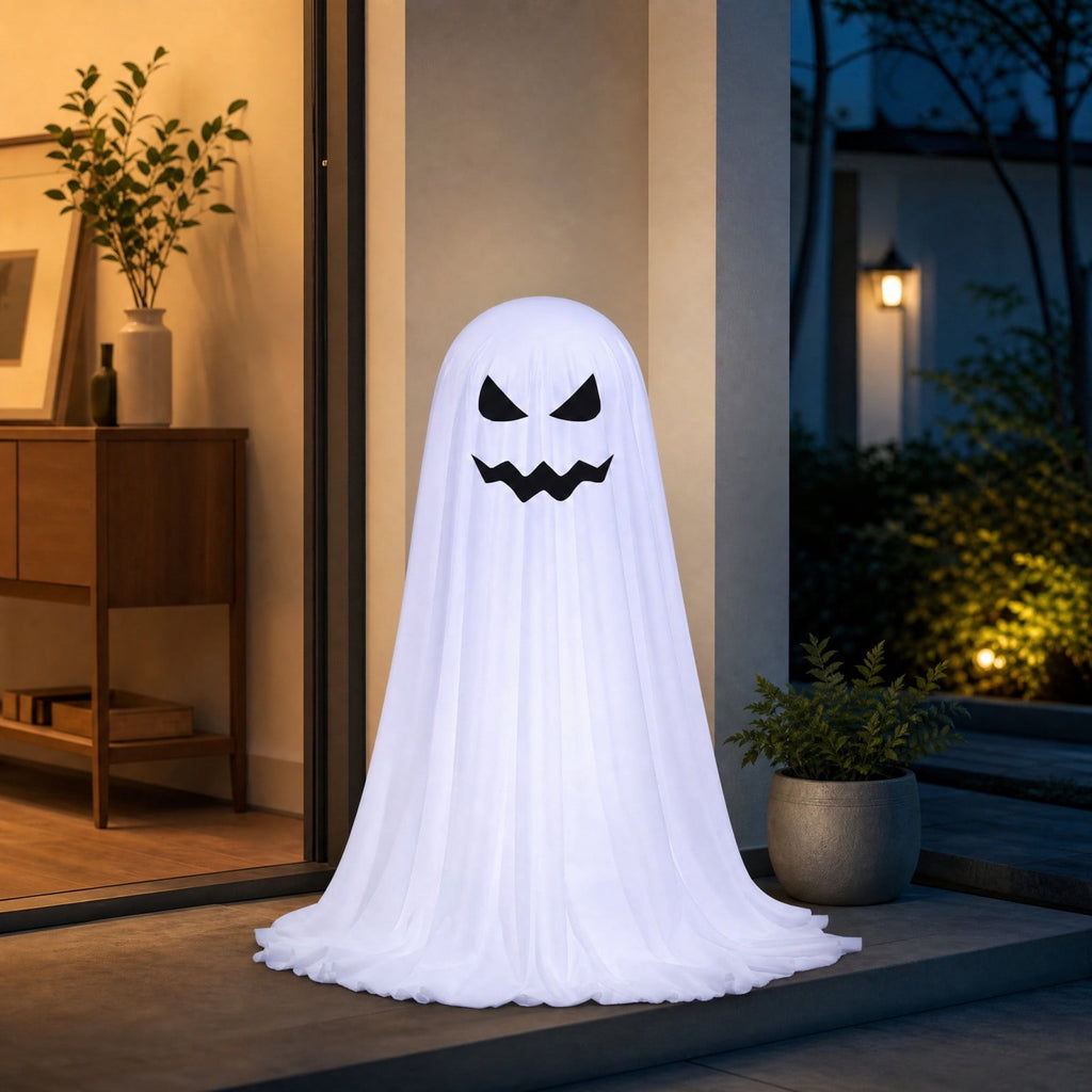 Aurorax Early Halloween Decorations Outdoor,Ghost Halloween Decoration 2 ft Realistic Waterproof Ghost Decor for Front Porch Yards Gardens Lawn Black