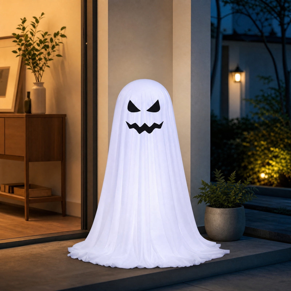 Aurorax Early Halloween Decorations Outdoor,Ghost Halloween Decoration 2 ft Realistic Waterproof Ghost Decor for Front Porch Yards Gardens Lawn Black