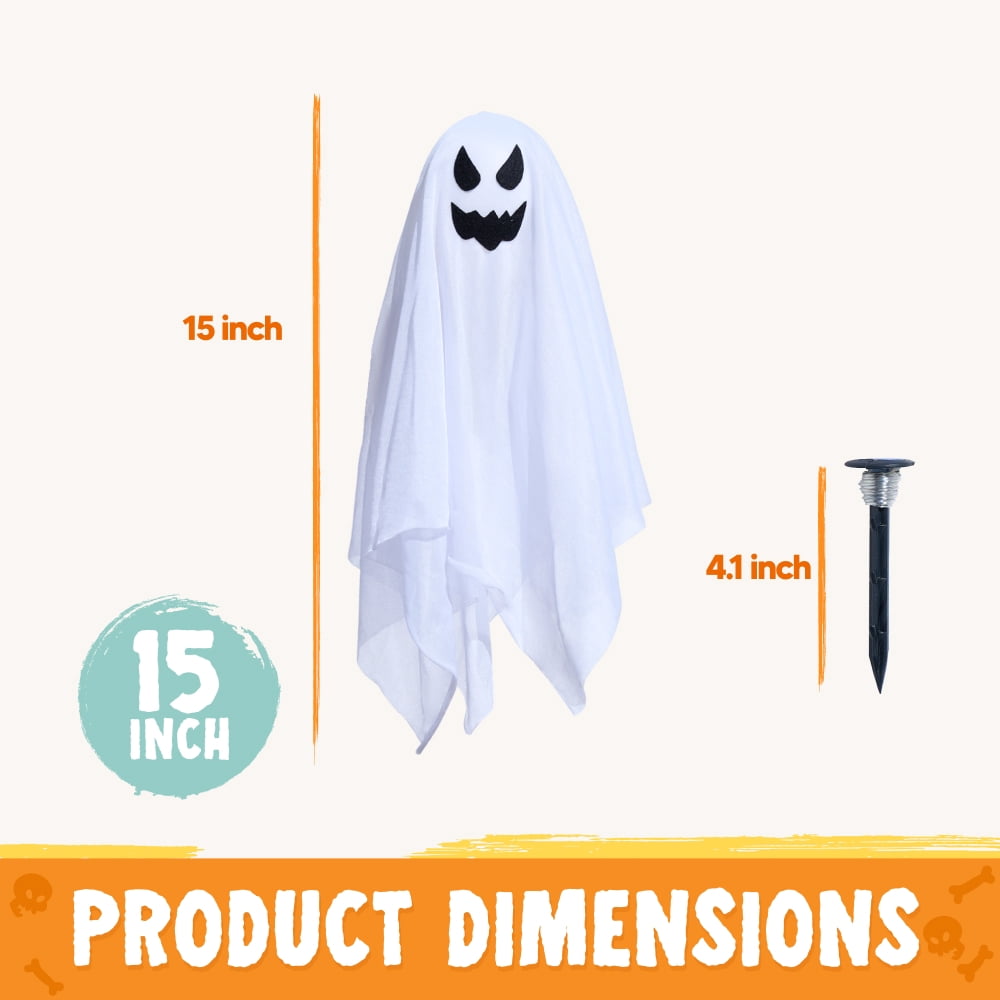 Joyfy 3 Packs Halloween Ghost Decorations Outdoor, Light Up Flying Ghost Pathway Lights， Battery Operated Watereproof Ghost Deocr with 3 Stakes, Halloween Yard Front Porch Haunted House Decorations