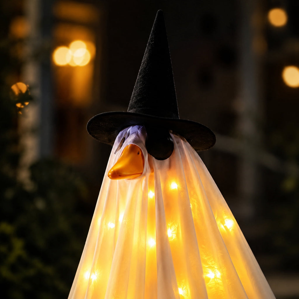 Halloween Garden Porch Decor, Porch Goose Outfits Halloween, 23 Inch Porch Goose Outfits, Witch Dress and Hat Set, Fits 23X11X26 Inch Standing Plush Goose for Front Porch Lawn