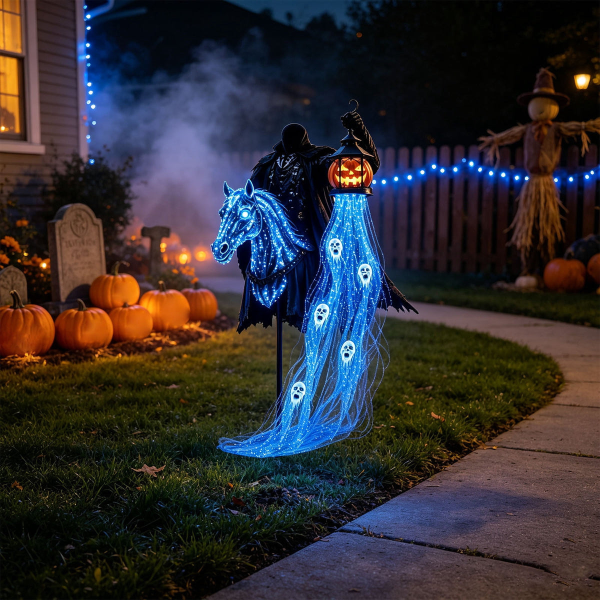 Solar Halloween Metal Moon Black Cat Garden Stake with LED Pumpkin Lantern, Light Up Star Bat Yard Decor Stake, Spooky Outdoor Lawn Pathway Halloween Decoration