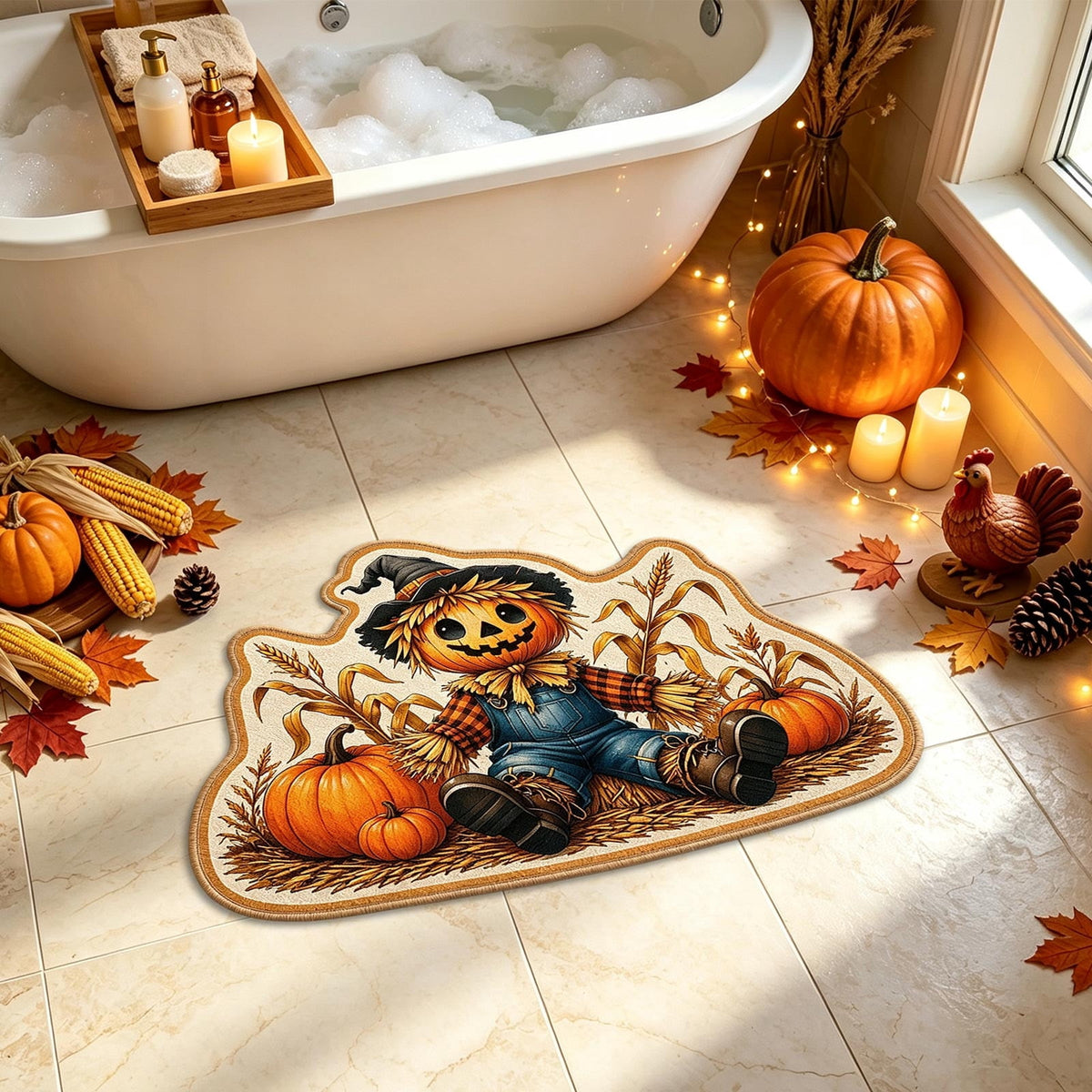 Talqzovs Fall Welcome Mat Outdoor , 23.6 in x 15.7 in Halloween Doormat Shower Mats for Outdoor Porch Entryway Fall Seasonals Home Decor Gift