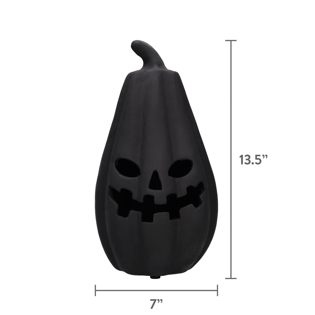 Paper Mache Jack-o'-Lantern Decoration, Black, 13.3", Halloween by Way To Celebrate