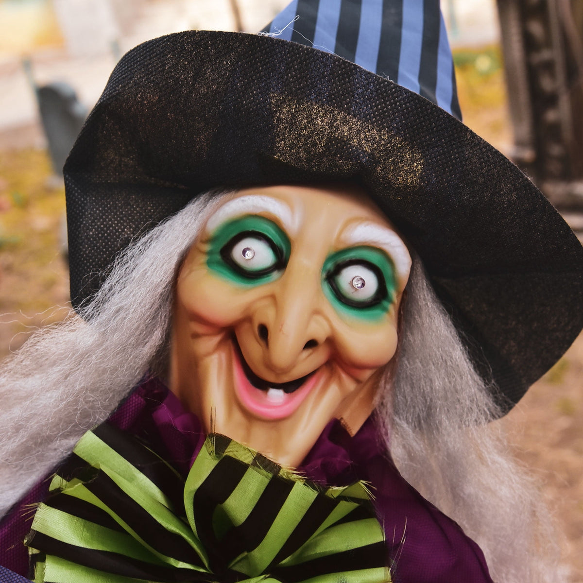 Halloween Witch Decoration, 49-Inch Hanging or Standing Prop with Broom and Wand for Porch and Yard Decor