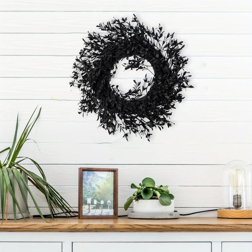 HHBEAUTY 11.8" Artificial Forsythia Wreath Spring Summer Fall Winter Wreaths for Front Door with Berries Silk Leaves Wreath for Halloween Decorations Porch Wall Window Indoor Outdoor Home Decor