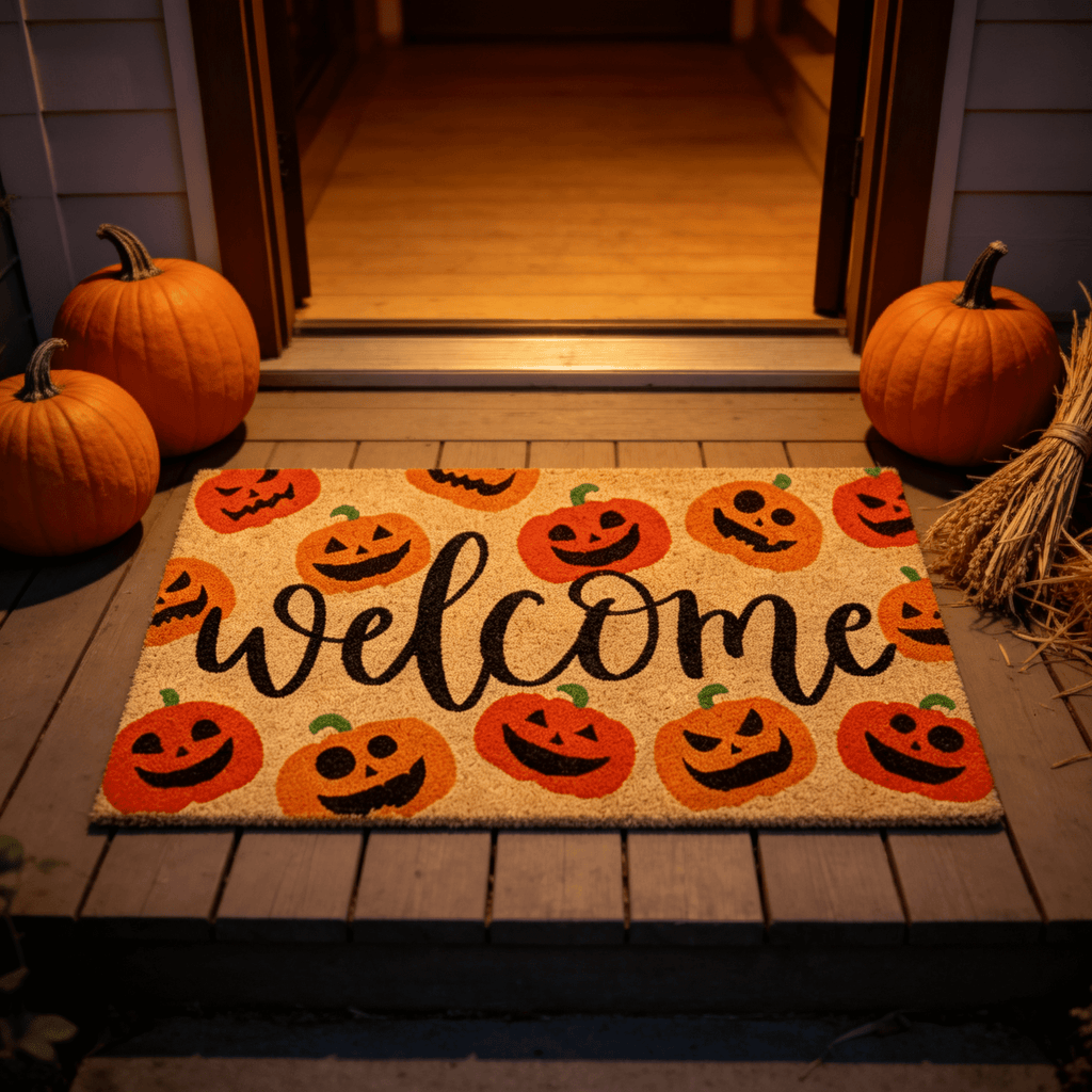 Halloween Pumpkin Doormat, Soft Non-Slip Indoor Outdoor Welcome Rug for Entryway Porch and Front Door