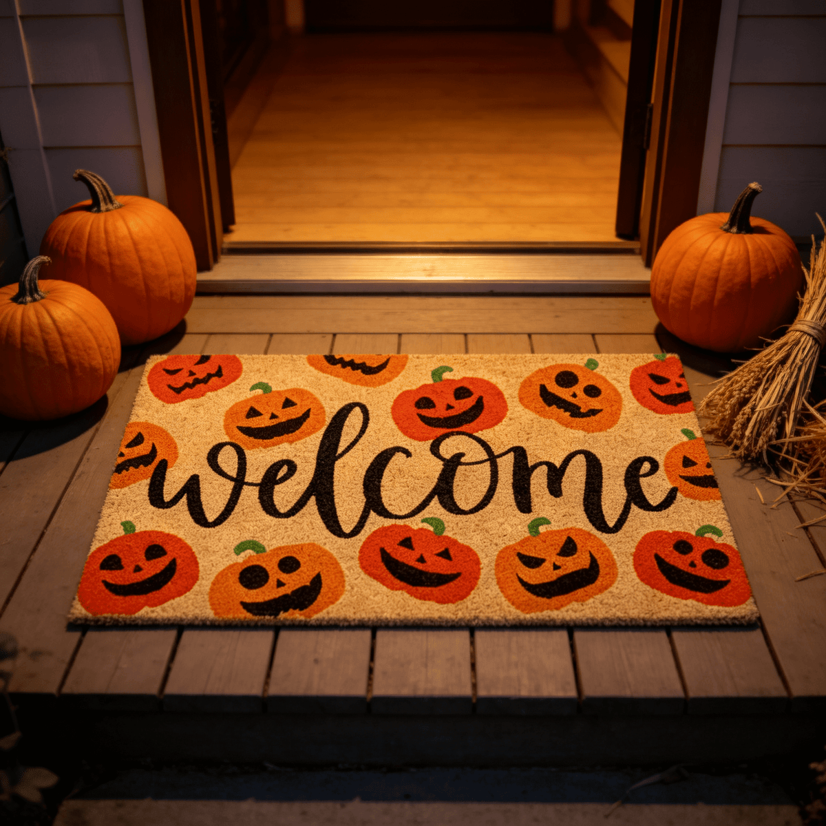 Halloween Pumpkin Doormat, Soft Non-Slip Indoor Outdoor Welcome Rug for Entryway Porch and Front Door