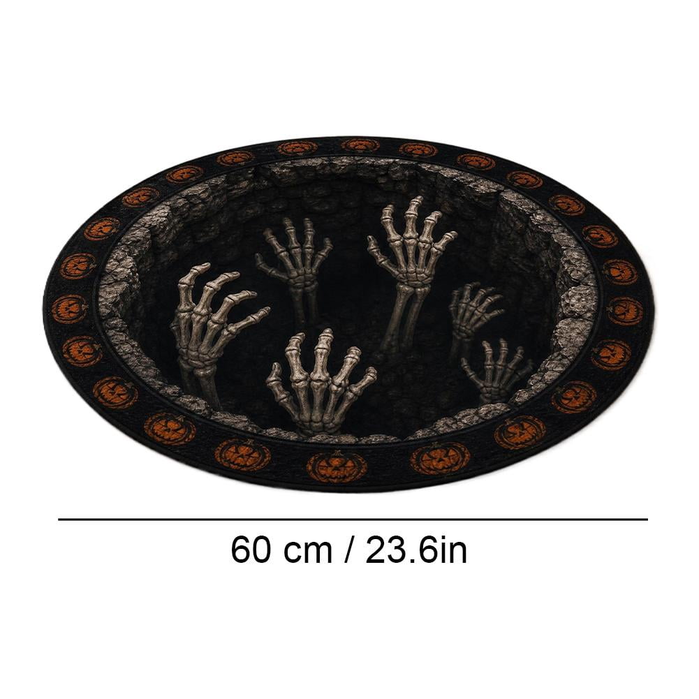 3D Illusion Halloween Round Mat, Halloween Optical Rug Home Decor