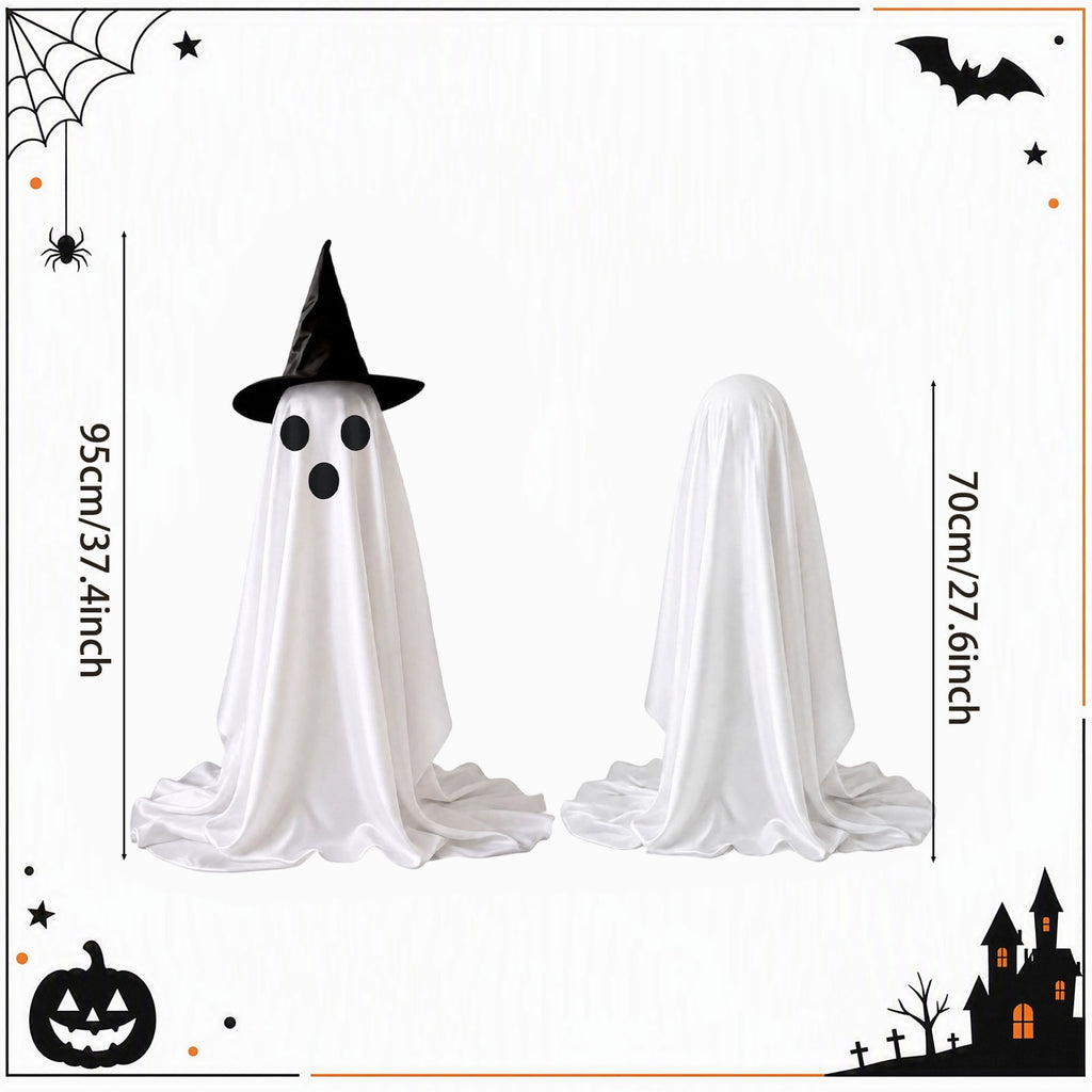 Tumao Halloween Decorations Outdoor, Light Up Spooky Ghosts Decoration, Cute Halloween Decorations Indoor, DIY Ghost Kit Decor with Emoji Stickers Witch Hat for Party, Yards, Porch, Gardens
