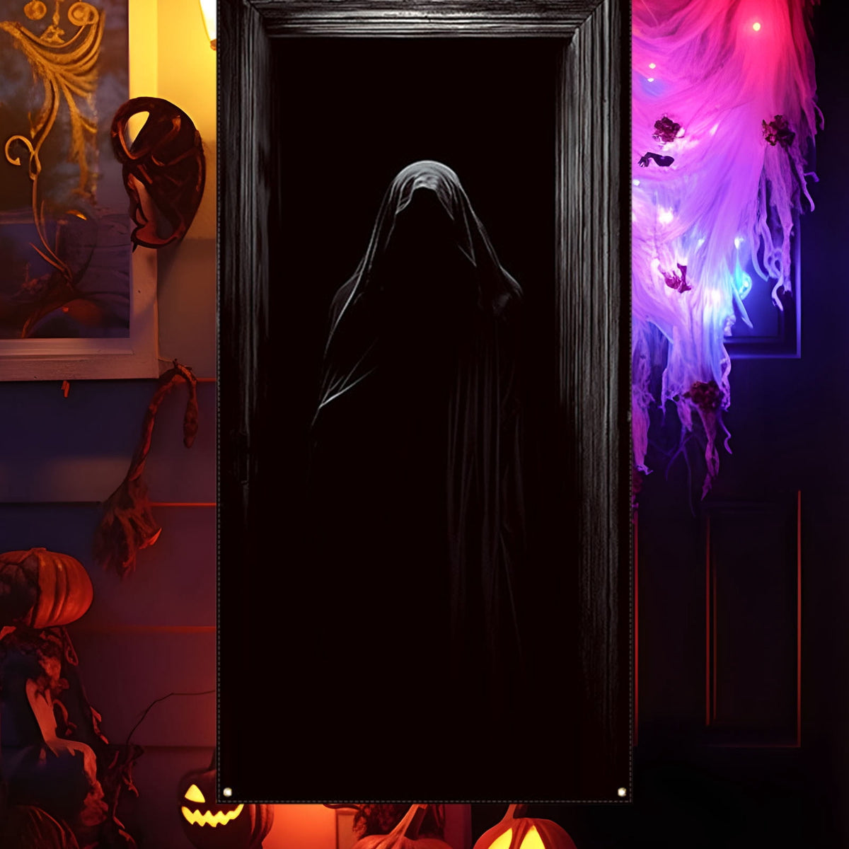 DAMAI Halloween Door Hanging Curtain Party Festival Scene Layout Supplies Decorative Porch Hanging Cloth