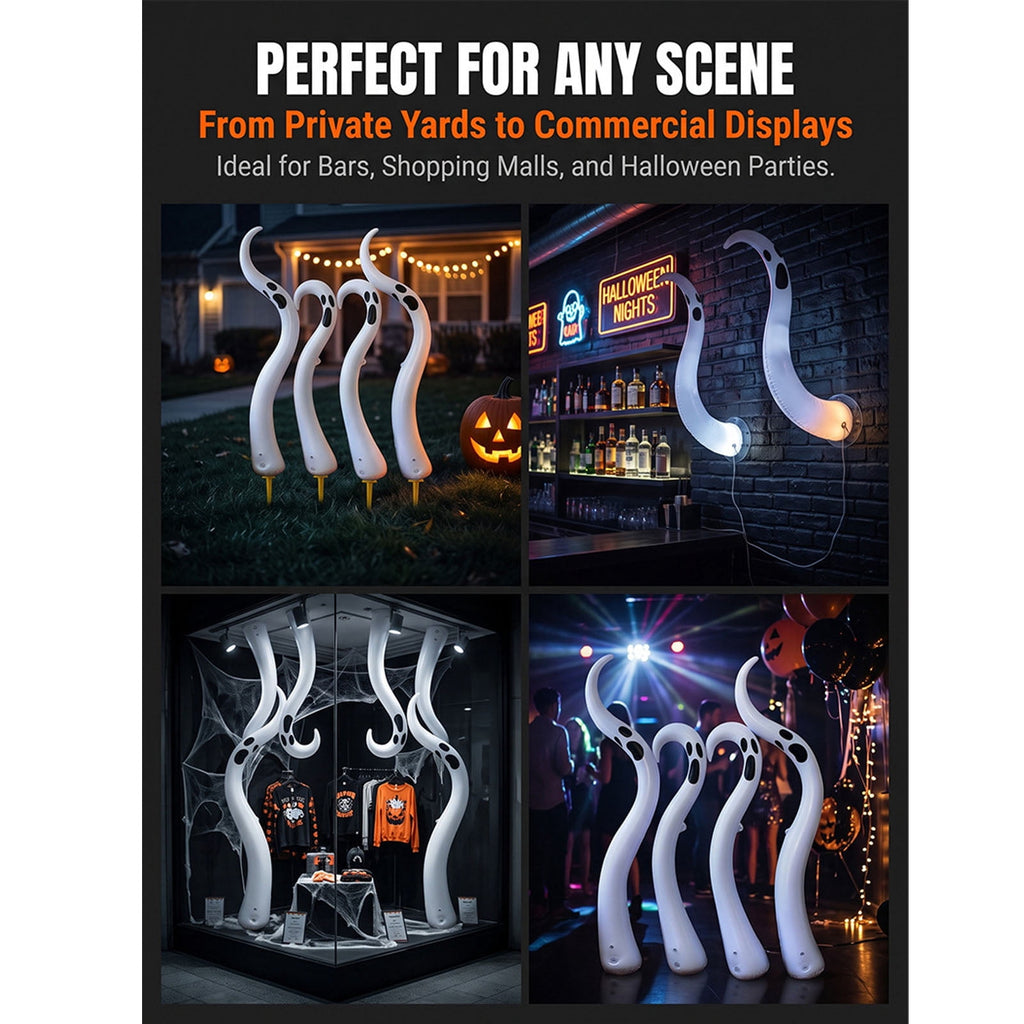4Pack Halloween Decoration Inflatable Ghost,Scary Giant Inflatable Ghost Outdoor Decoration for Halloween Garden Haunted House,Funny Twisted Ghost Trick or Treat Party Props