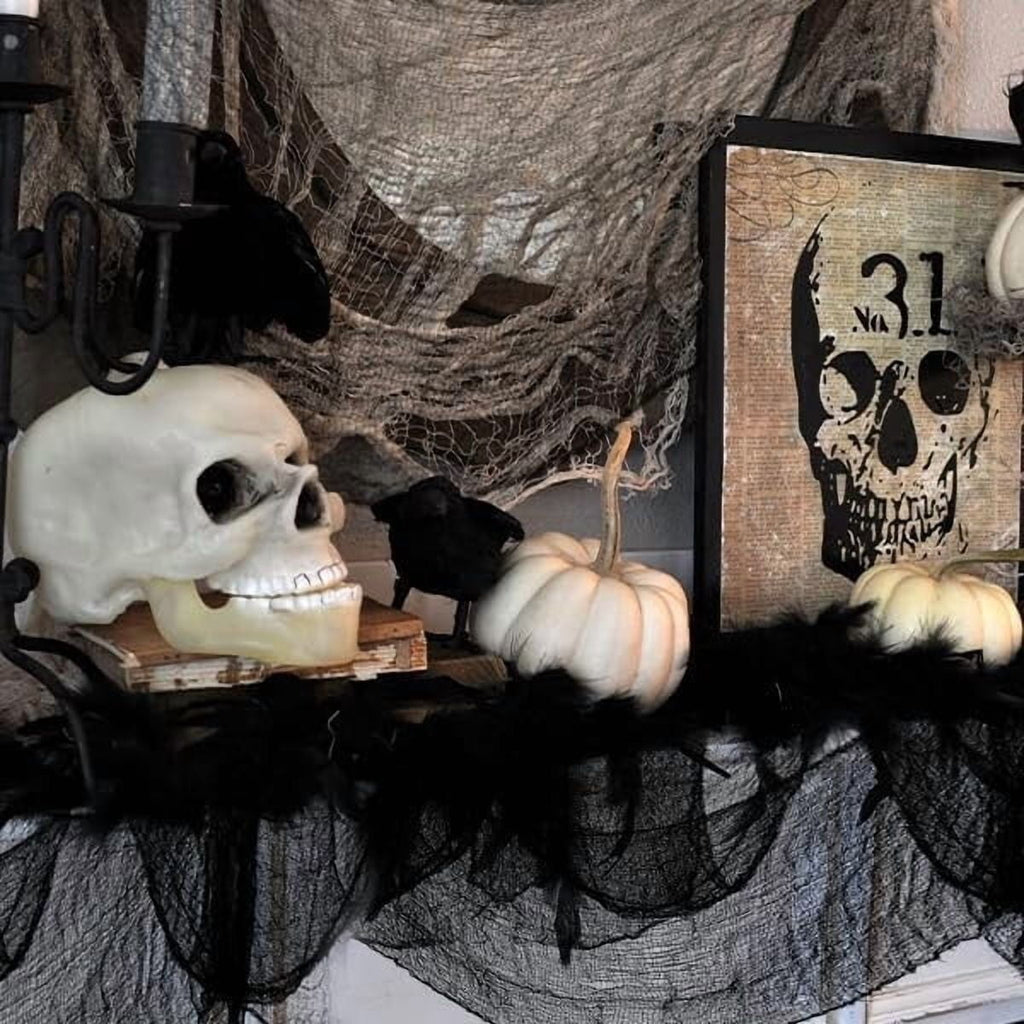 CQHVKQ 5 Pack of Halloween Creepy Gauze Cloth Decoration Set, Indoor Outdoor Black Scary Halloween Gauze Tapestry Decor, Spooky Decorations for Home, Yard, Haunted House & Party Supplies, 72" x 30"
