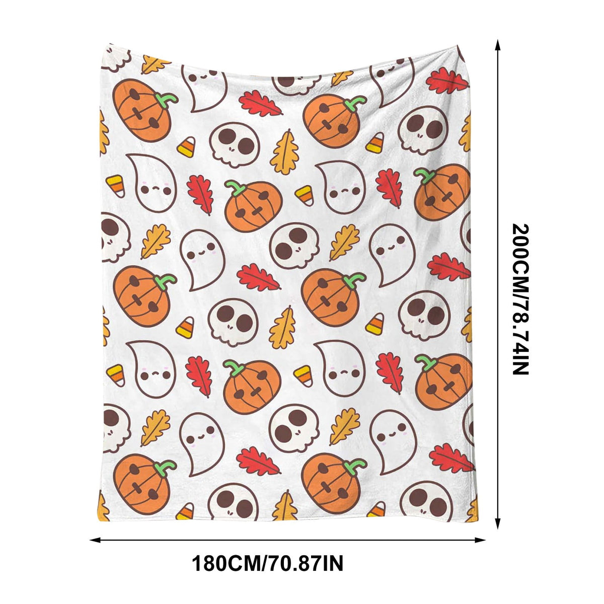 Halloween blanket,Halloween Print Throw Blanket Flannel Soft Cozy Decorative Nap Blanket with Ghost Pumpkin Skull for Office Bedroom Sofa Camping Travel(100x150cm/39x59 Inch),Black