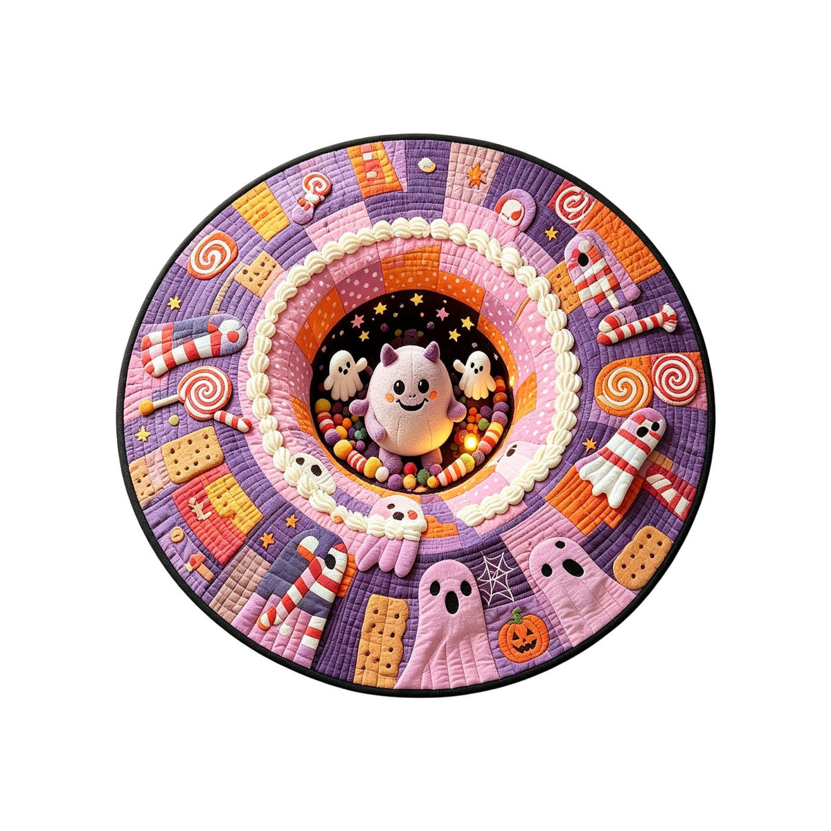 Win s Way 3D Illusion Round Halloween Rug Optical Illusion Doormat Non- Washable Entryway Decor Spooky Fall Front Door Mat for Party Decoration Available in 15.8/23.6/31.5 Inch