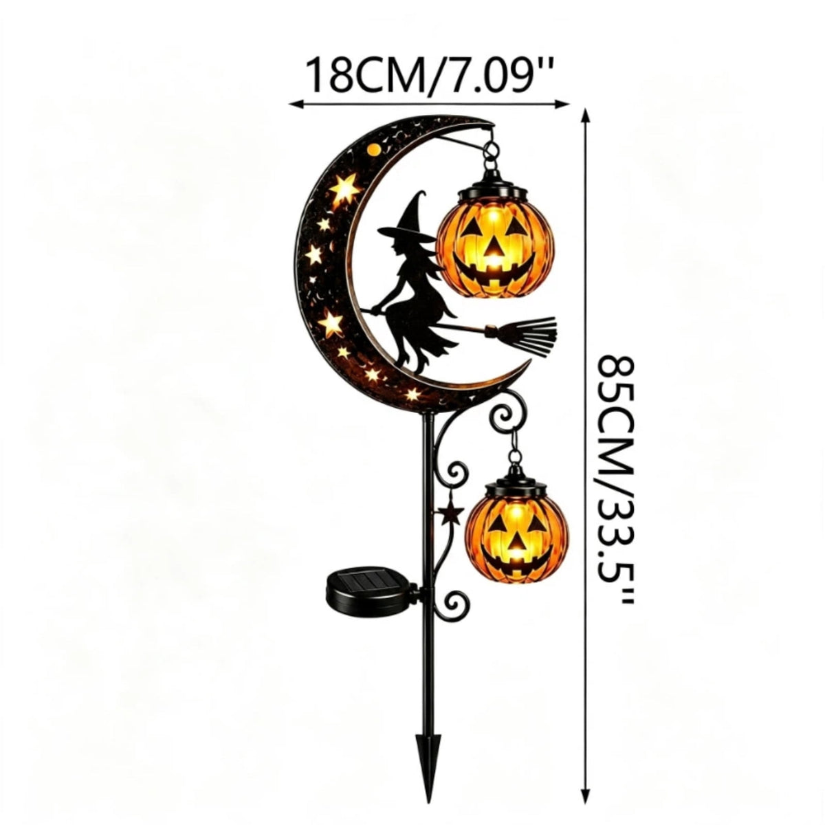 Halloween Solar Garden Stake Light,Metal Hanging Pumpkin Lantern Waterproof for Yard Lawn Proch