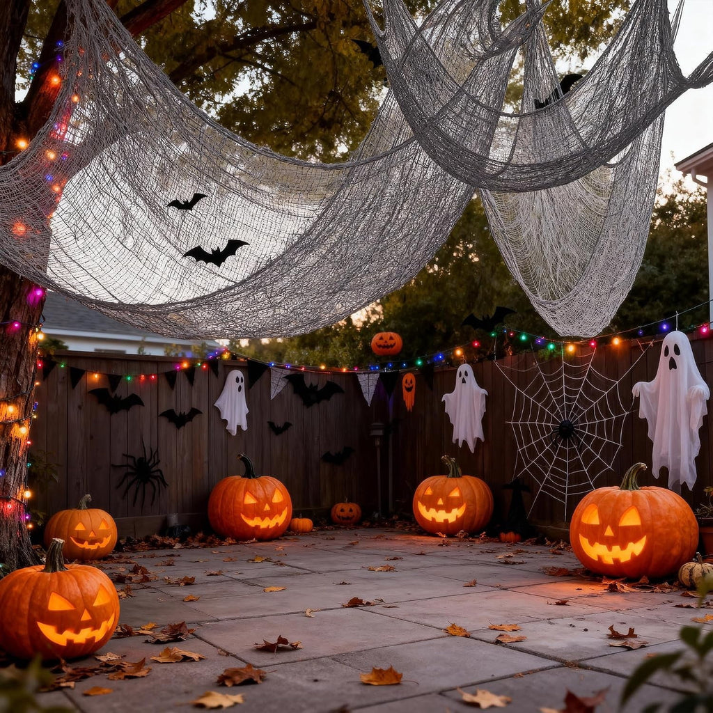 CQHVKQ 5 Pack of Halloween Creepy Gauze Cloth Decoration Set, Indoor Outdoor Black Scary Halloween Gauze Tapestry Decor, Spooky Decorations for Home, Yard, Haunted House & Party Supplies, 72" x 30"