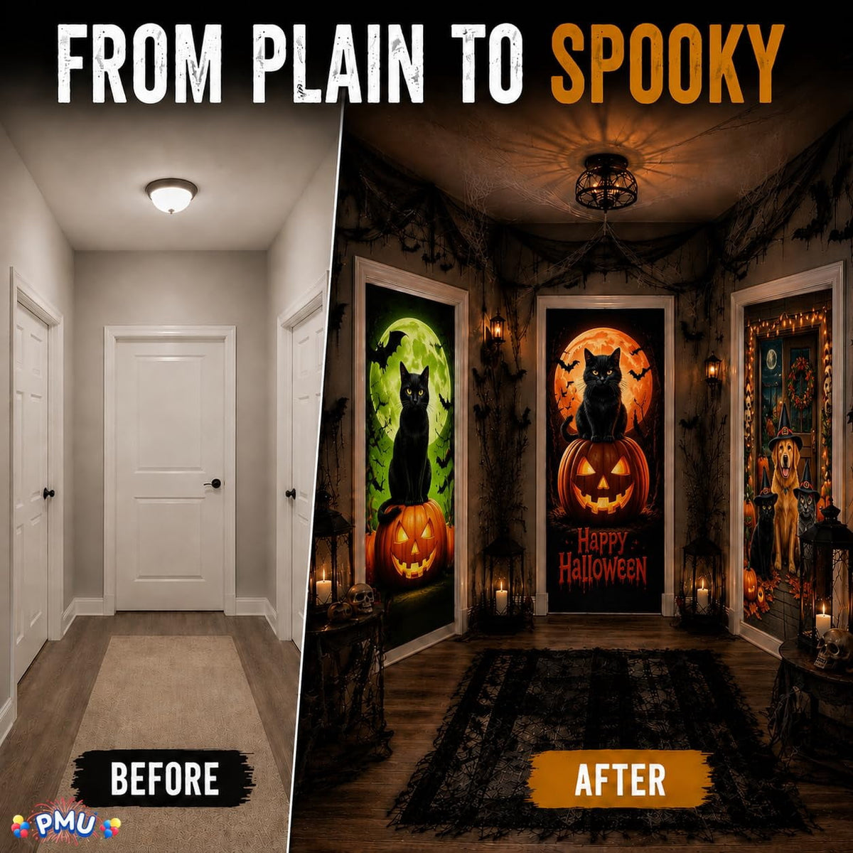 PMU Halloween Bathroom Door Cover, Halloween Decor, Door Decor