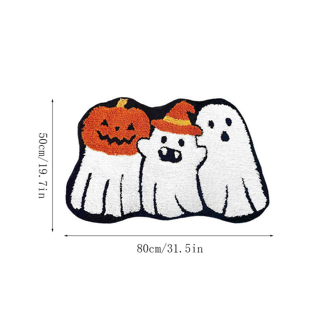 Halloween Bath Mat Ghost Multicolor Irregular Mat 27.56x17.72in Polyester Skidproof & Absorbent for Bathroom Entryway Living Room Halloween Door Mat by MPOISVA