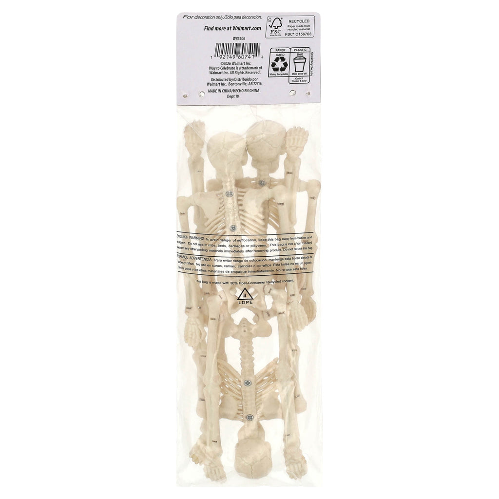 Mini Faux Posable Skeletons, 8", 3 Count, Halloween by Way To Celebrate