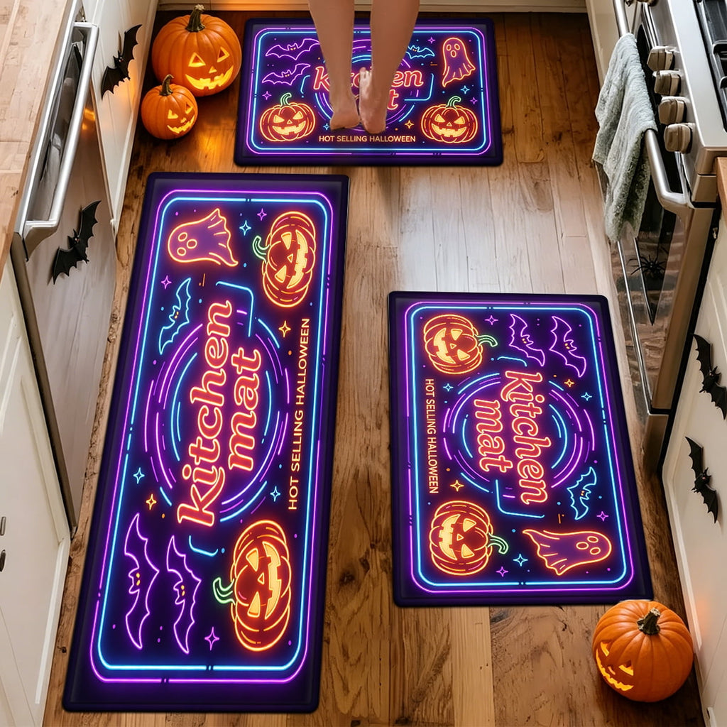 YIMEIS Halloween Pumpkin Lanterns Multi-purpose 1-Piece Flannel Mat and Kitchen Rugs,Soft Non-slip for Home Bedroom Bathroom