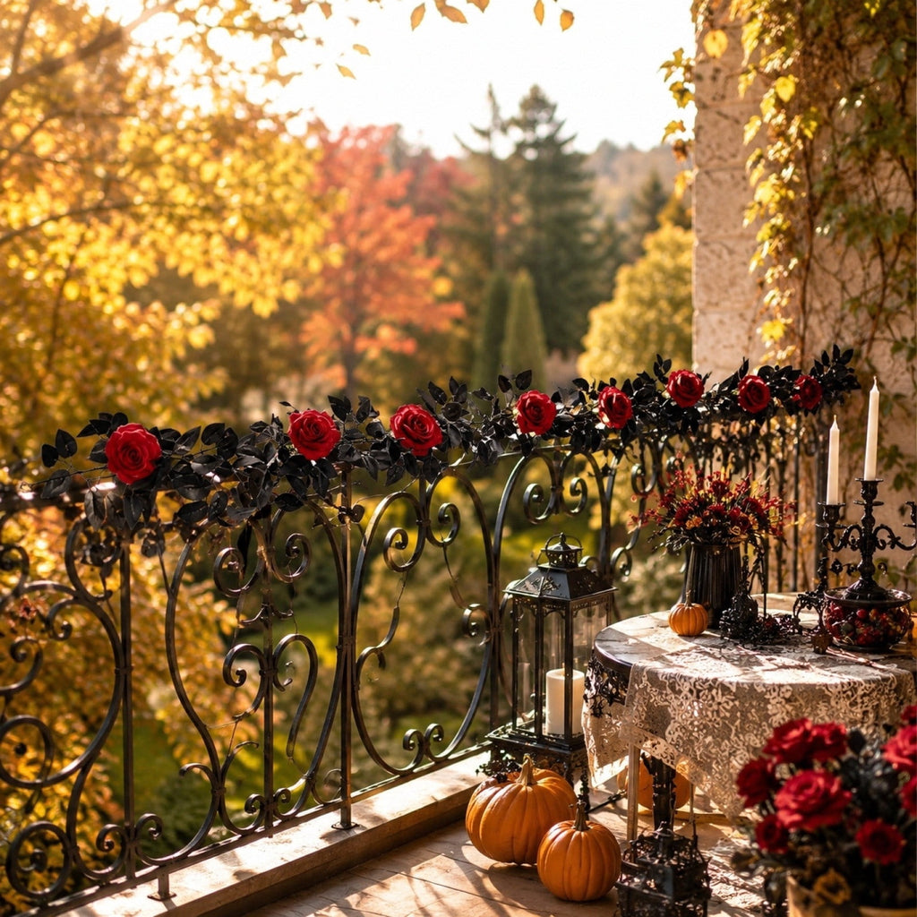 Chmadoxn 78.74" Halloween Thanksgiving Maple Leaf Garland with Mini Pumpkins & Berries, Artificial Fall Leaves Vine for Mantel Staircase Porch, Autumn Harvest Hanging Home Decor
