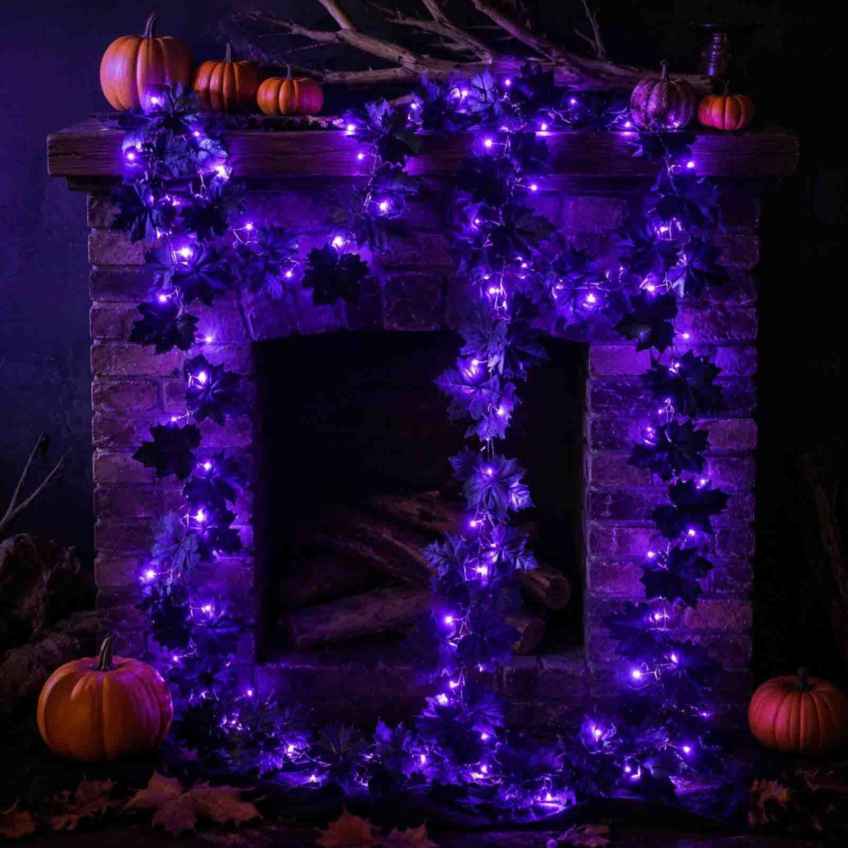 CuiLiyq Halloween Tinsel Garland, 78.7 Inch Black Purple Silver Foil with Bats and Ghosts, Party Decor for Mantel, Staircase, Doorway