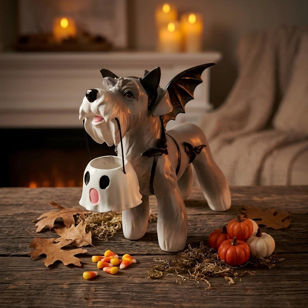 2026 New Halloween Light‑Up French Bulldog Figurine, Shark Outfit Dog Statue with Glowing Pumpkin, Waterproof Resin Table Holiday Decorations, Cute Spooky Halloween Decorations for Porch Yard Home