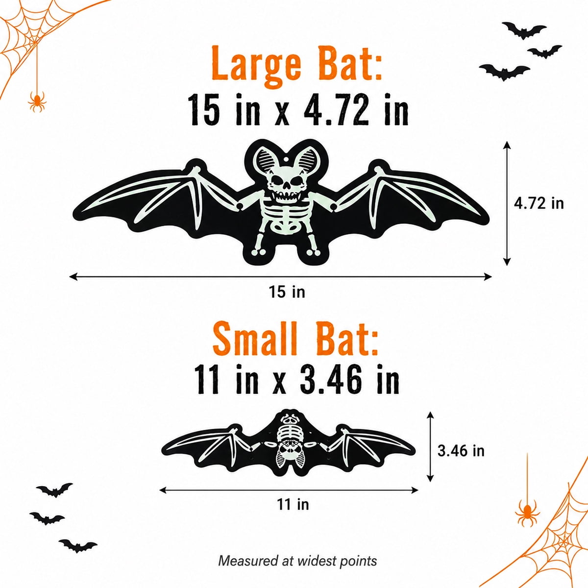 Halloween Decorations Bat 12PCS Large Glowing Skeleton Bats for Halloween Outdoor Tree Porch Yard Lawn Indoor Decor