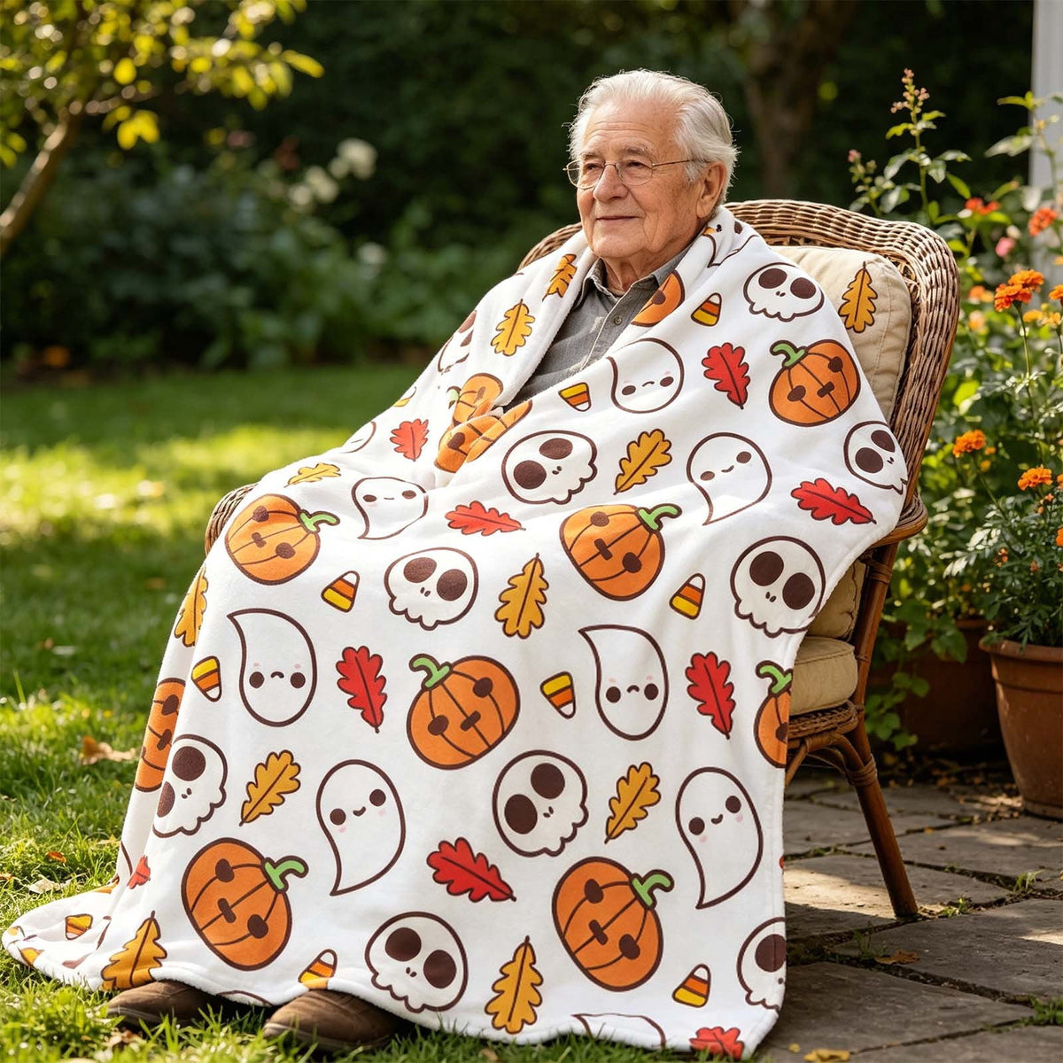 Halloween blanket,Halloween Print Throw Blanket Flannel Soft Cozy Decorative Nap Blanket with Ghost Pumpkin Skull for Office Bedroom Sofa Camping Travel(100x150cm/39x59 Inch),Black