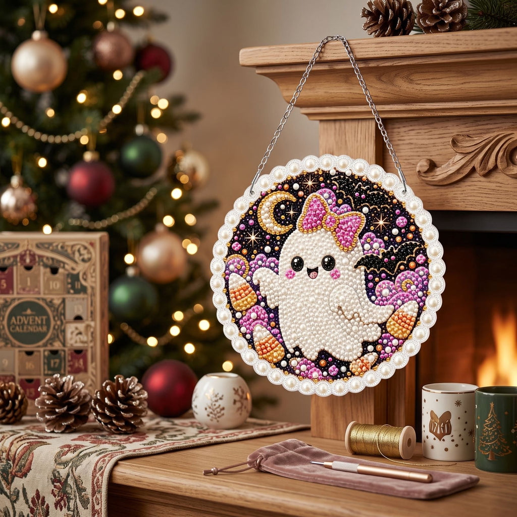 AuroraX Halloween Ghost Decor Outdoor Halloween Decoration Courtyard Tabletop Desktop Haunted Halloween Decoration for Yard Garden Pink