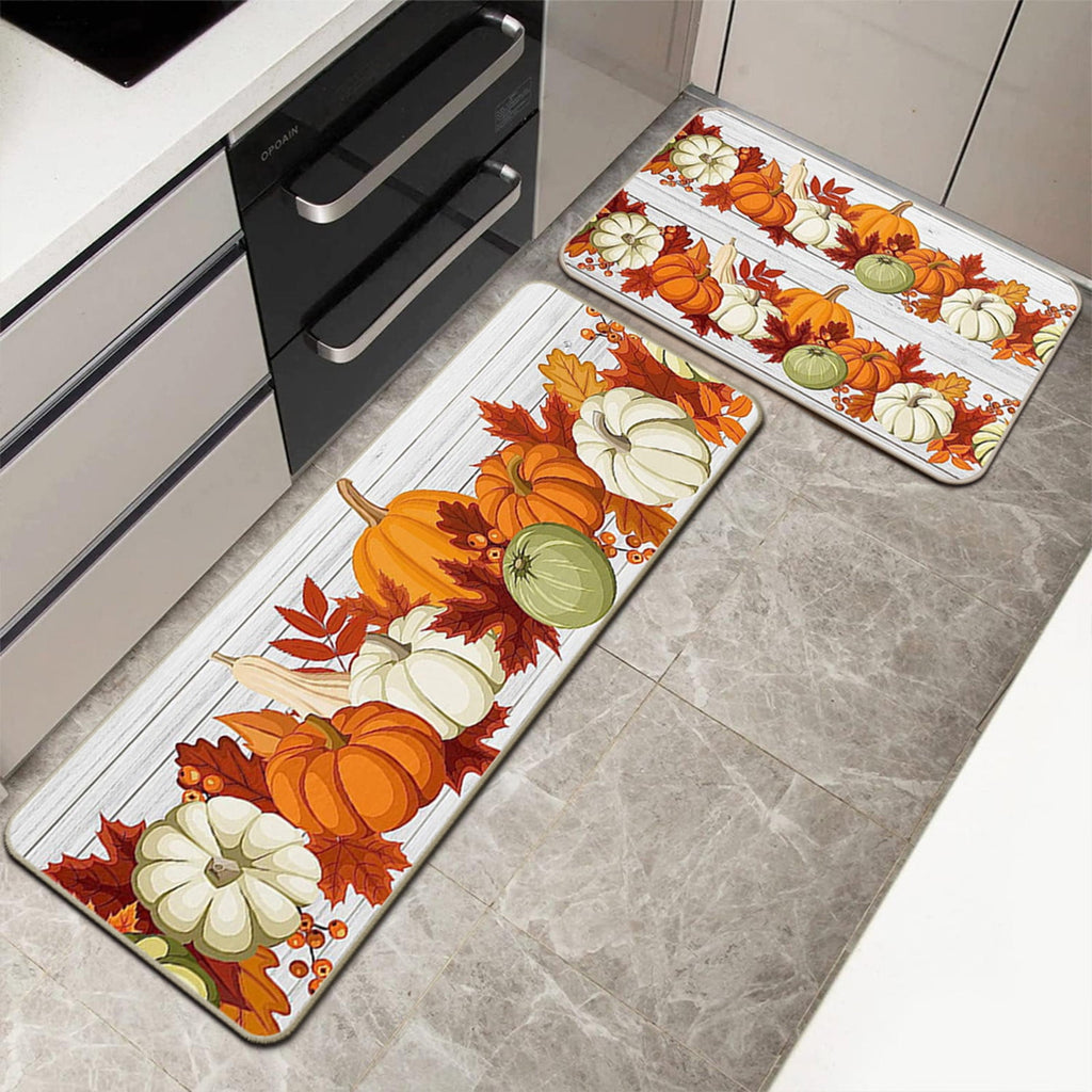 Zhourta Halloween Fall Plaid Outdoor Rug Orange Plaid Outdoor Rug Cotton Hand Woven Check Rug Layered Doormats for Front Door Front Porch Farmhouses Entryway Patio 15.7x23.6 Inch
