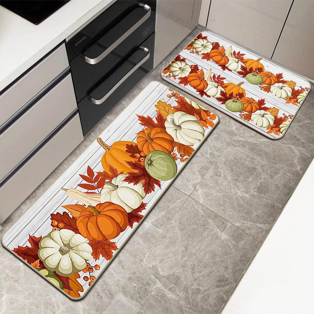 Zhourta Halloween Fall Plaid Outdoor Rug Orange Plaid Outdoor Rug Cotton Hand Woven Check Rug Layered Doormats for Front Door Front Porch Farmhouses Entryway Patio 15.7x23.6 Inch