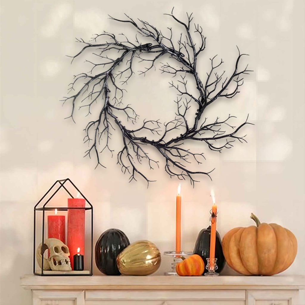 Darzheoy Halloween Wreaths for Front Door, Halloween Decorations Black Halloween Wreath for Front Door Thanksgiving Christmas Halloween Decor