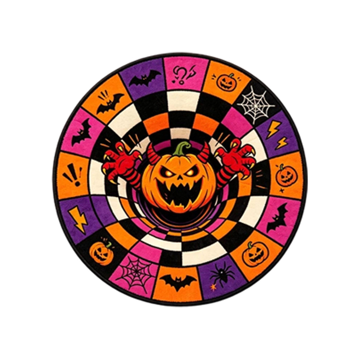 Win s Way 3D Illusion Round Halloween Rug Optical Illusion Doormat Non- Washable Entryway Decor Spooky Fall Front Door Mat for Party Decoration Available in 15.8/23.6/31.5 Inch