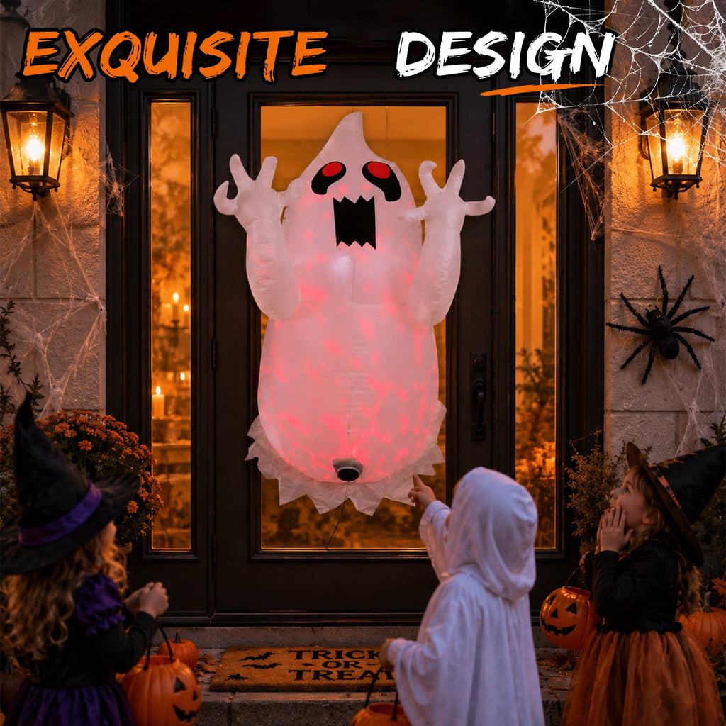 6FT Halloween Inflatable Ghost Pumpkin Decorations with LED Lights, 3 Ghosts Inflatable Yard Decorations for Outdoor Lawn Garden Porch Indoor Party Decorations