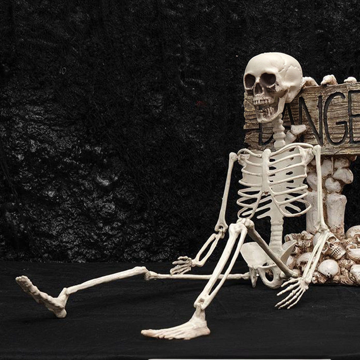 Fankiway Halloween Movable Skeleton Human Model Skull Full Body Mini Figure Toy , Decorations Skull Full Body Realistic Faux Human Skeleton Skull Decor