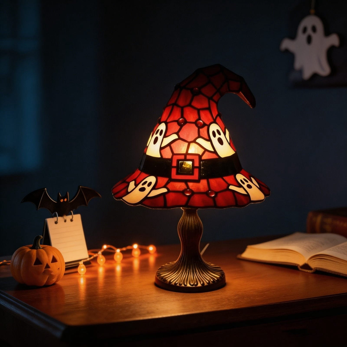 Halloween Ghost Night Light, Cute Ghost Playing The Guitar Lamp, Ghost Warm Lighted Figurine Lamps for Party Bedroom Study Room Home Dorm, Halloween Decor Indoor