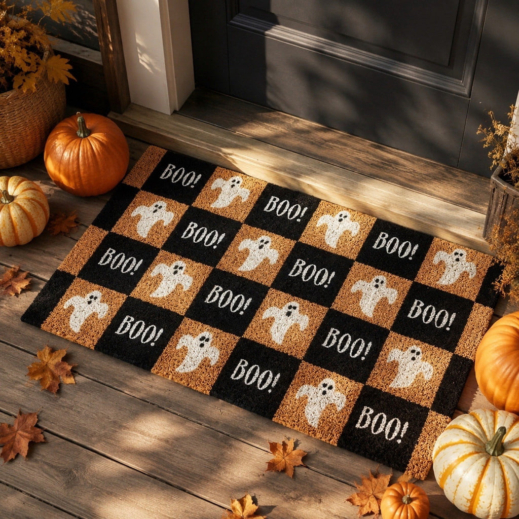 Be Witcha In A Minute Ornate Coir Doormat Halloween Decorations, Weather Resistant Non Slip Mat for Front Porch Witch Gothic Home Decor