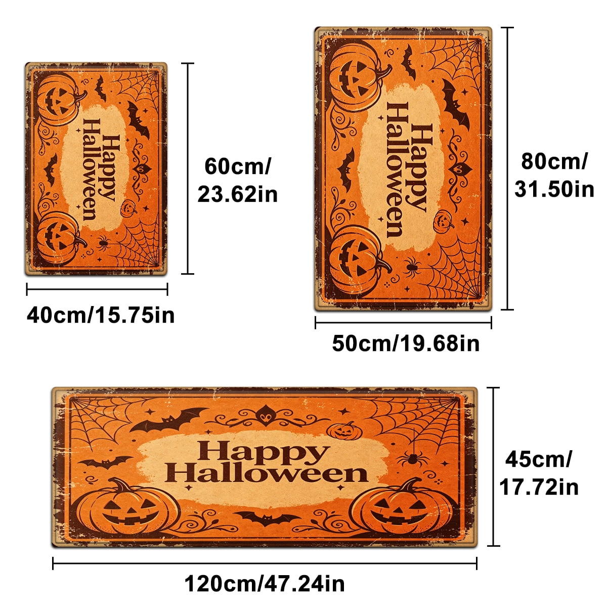 YIMEIS Halloween Orange Pumpkin Lantern Soft Non-slip 1Pc Flannel Mat and Kitchen Rugs,16''x24'',for Bathroom Entryway Bedroom
