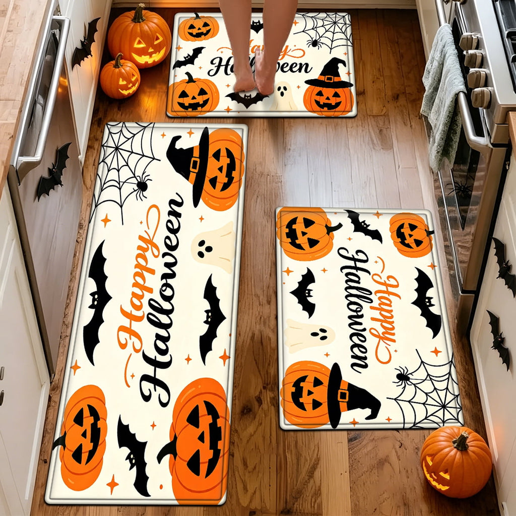 YIMEIS Halloween Pumpkin Lanterns Multi-purpose 1-Piece Flannel Mat and Kitchen Rugs,Soft Non-slip for Home Bedroom Bathroom