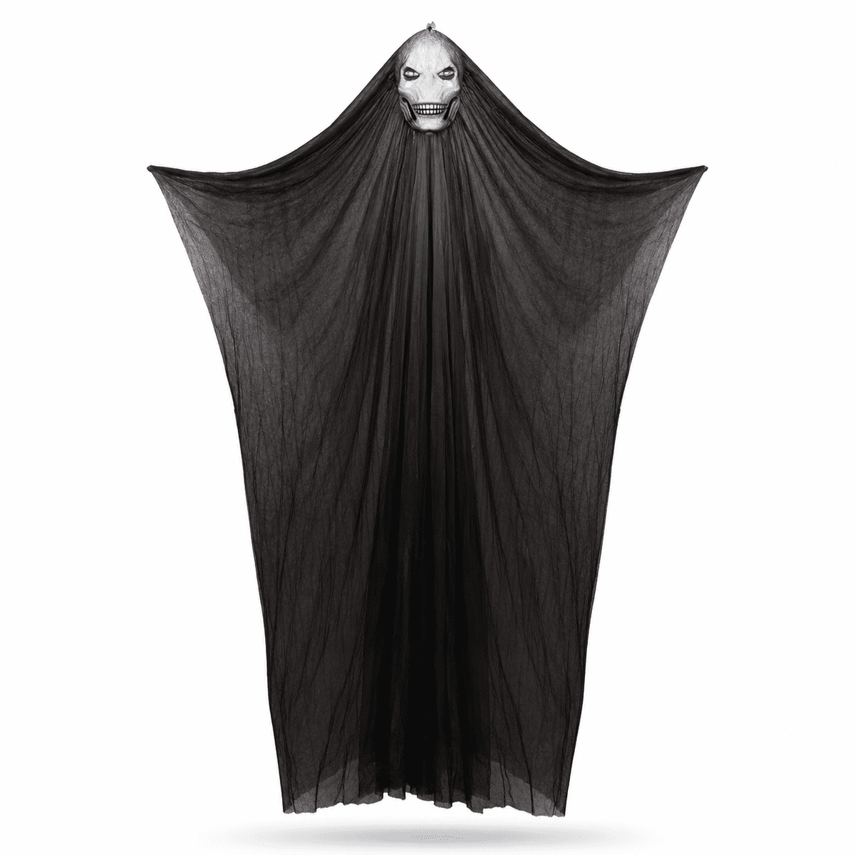 Diceymbol Halloween Decorations Outdoor, 10.83 ft Large Sound Activated Light up Skull Ghost Prop with Extra Long Black Gauze for Porch Entryway Tree Yard Party Decor
