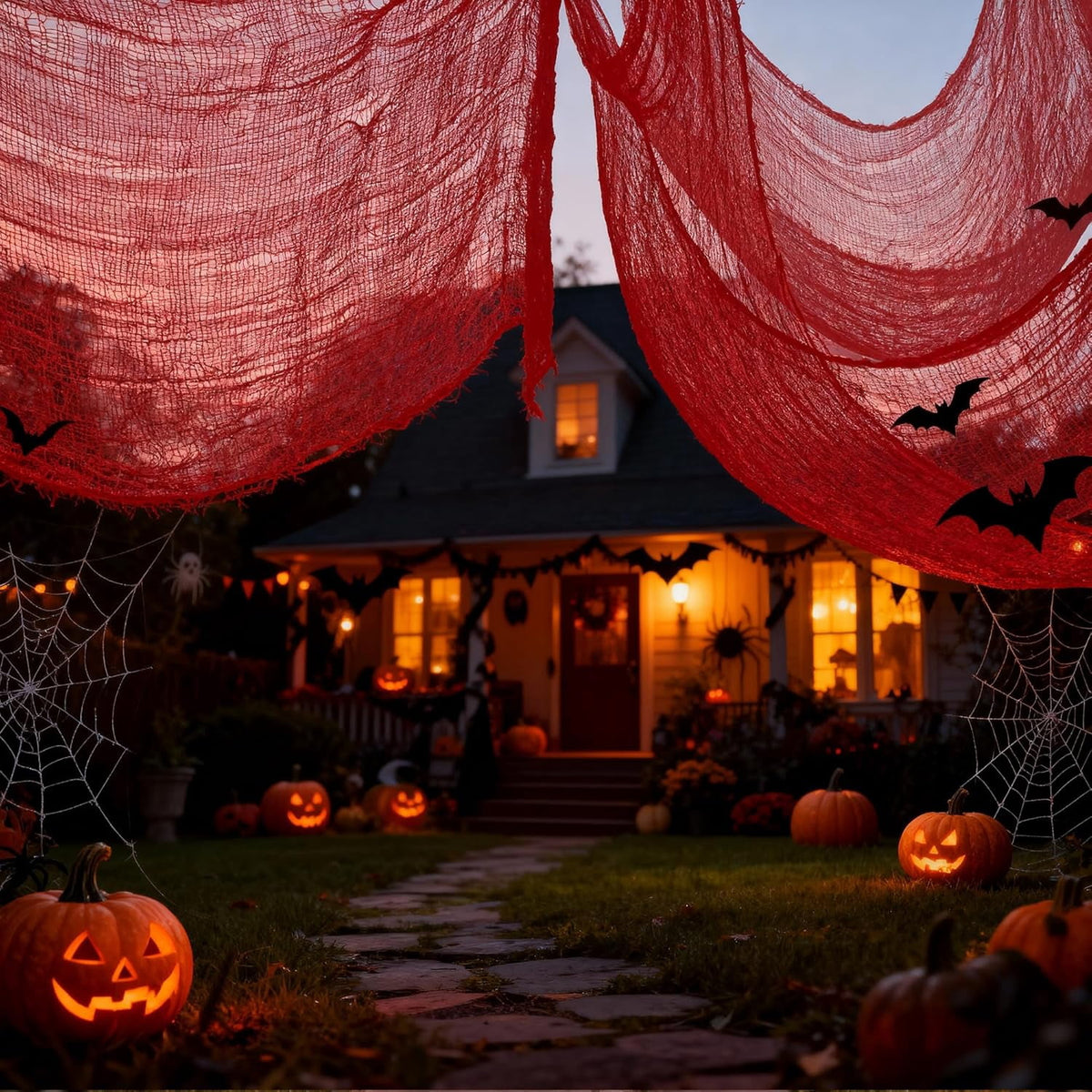 CQHVKQ 5 Pack of Halloween Creepy Gauze Cloth Decoration Set, Indoor Outdoor Black Scary Halloween Gauze Tapestry Decor, Spooky Decorations for Home, Yard, Haunted House & Party Supplies, 72" x 30"