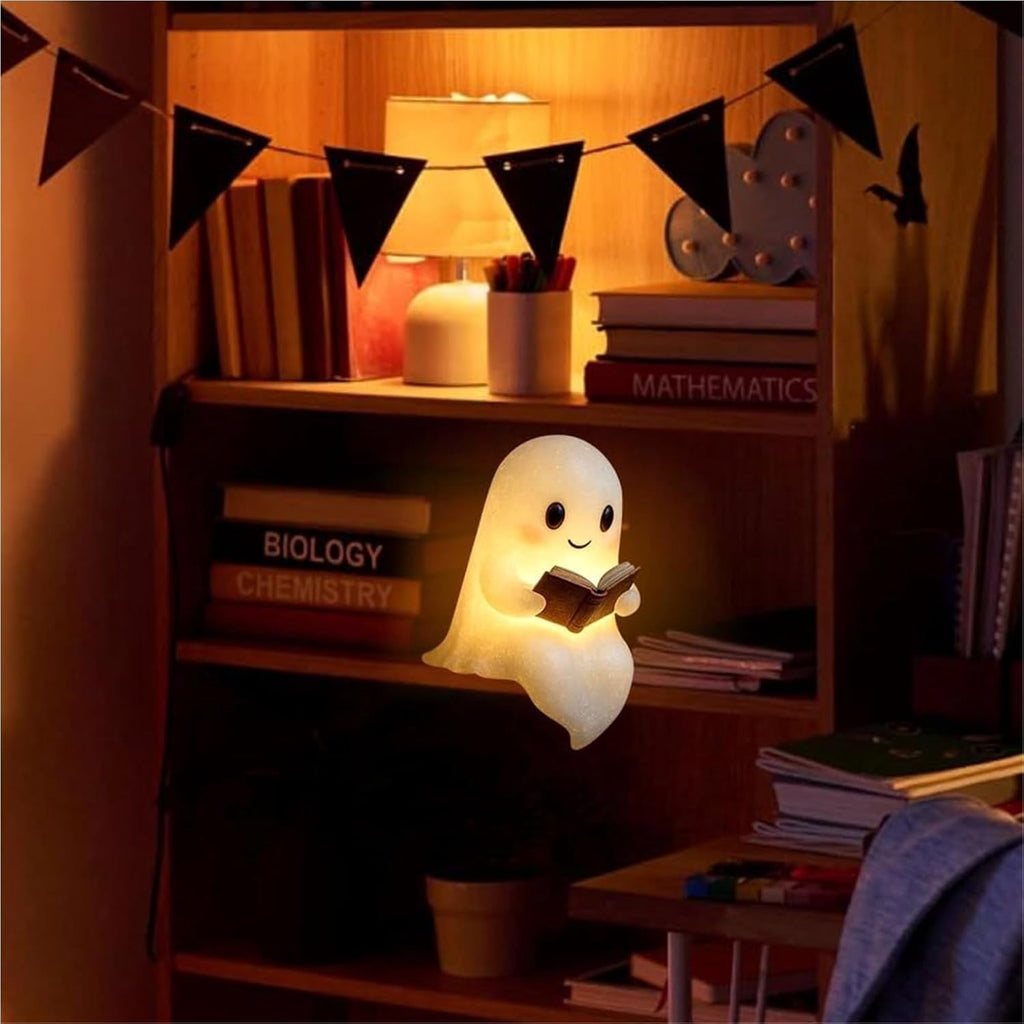 Halloween Ghost Night Light, Cute Ghost Playing The Guitar Lamp, Ghost Warm Lighted Figurine Lamps for Party Bedroom Study Room Home Dorm, Halloween Decor Indoor