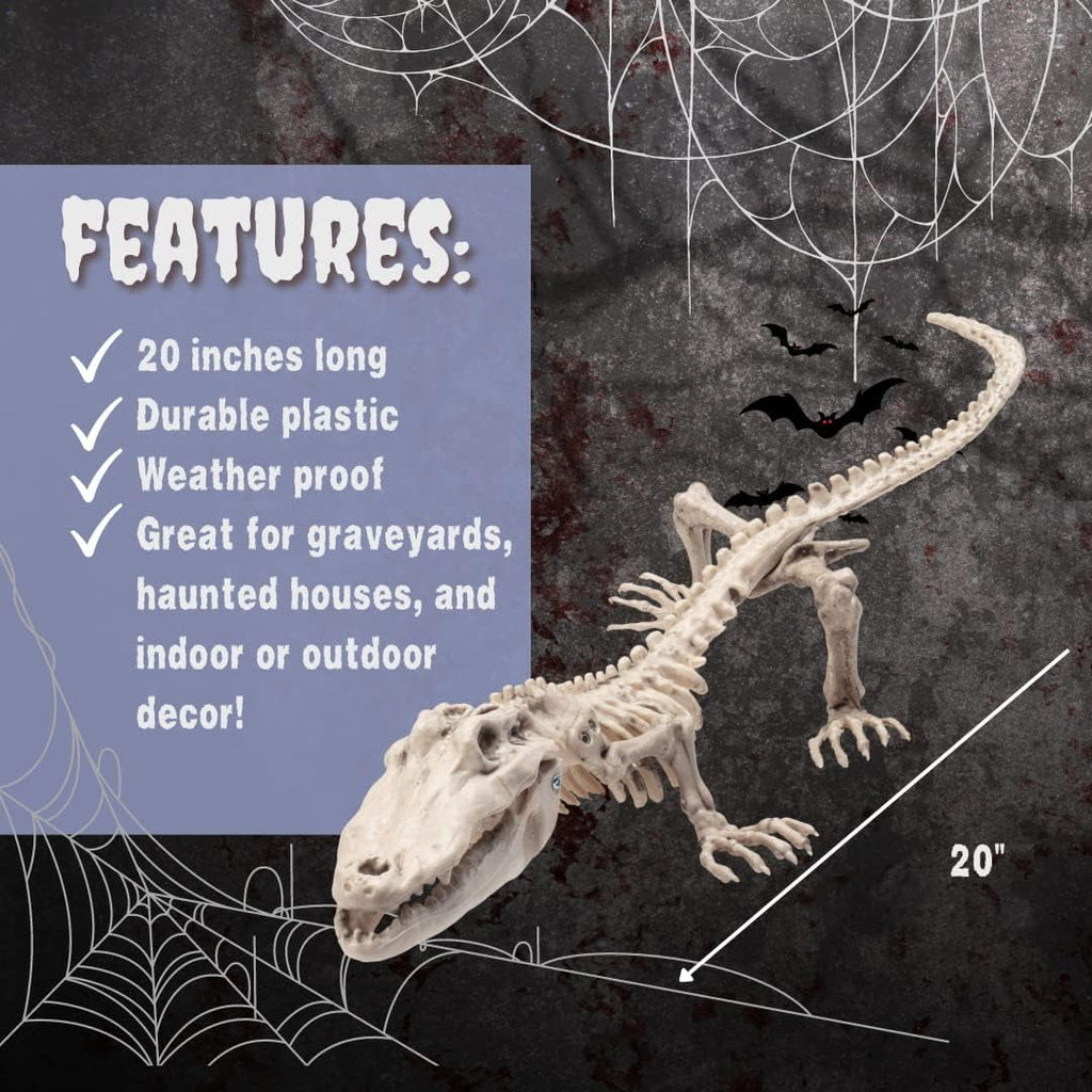 Halloween Crocodile Skeleton 20" Long-Weather Resistant Yard Fall Props & Decorations - House Party Decor and Weatherproof for Indoor/Outdoor Use