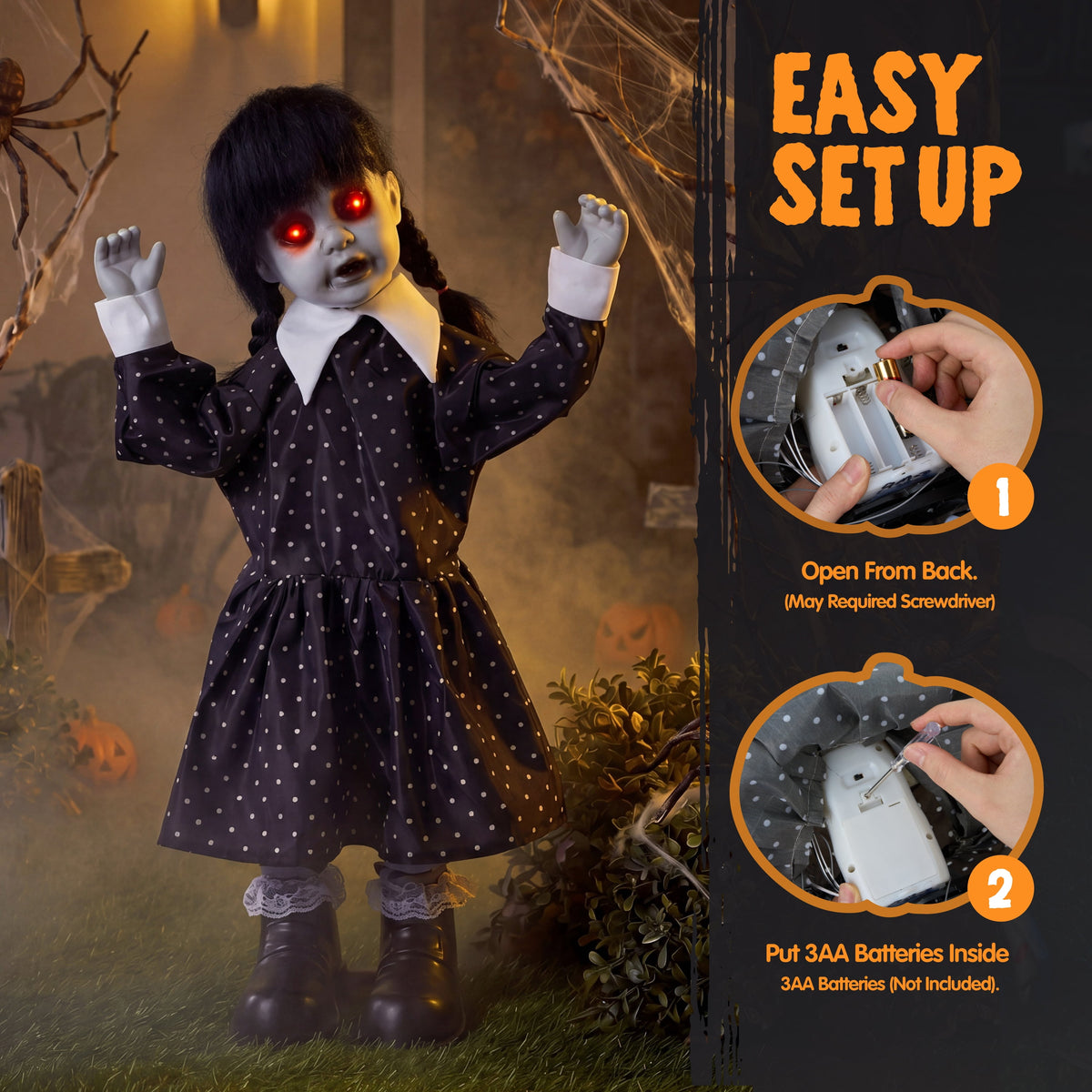Joyfy Halloween Decorations Outdoor, 72"(6ft) Light Up Animated Scary Decorations Pumpkin Ghost with Sound Activation,Animatronics Pumpkin Decorations for Haunted House Prop Yard Decor