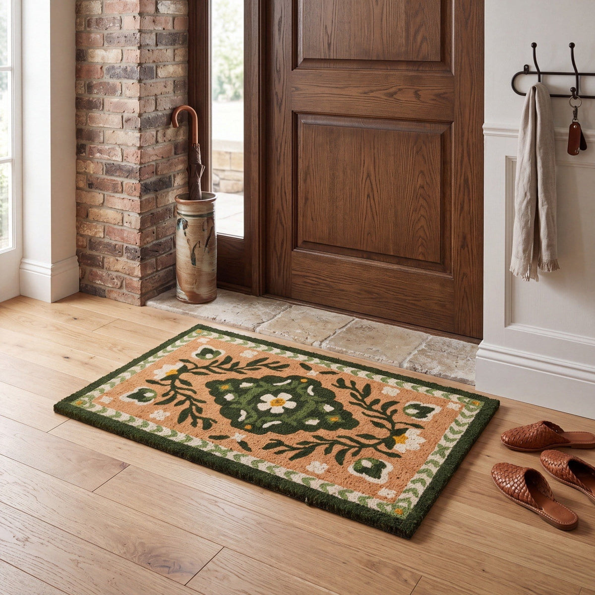 Halloween Dog Door Mat 16x24", Golden Retriever Ghost Pumpkin Welcome Rug for Porch, Halloween Outdoor Decorations