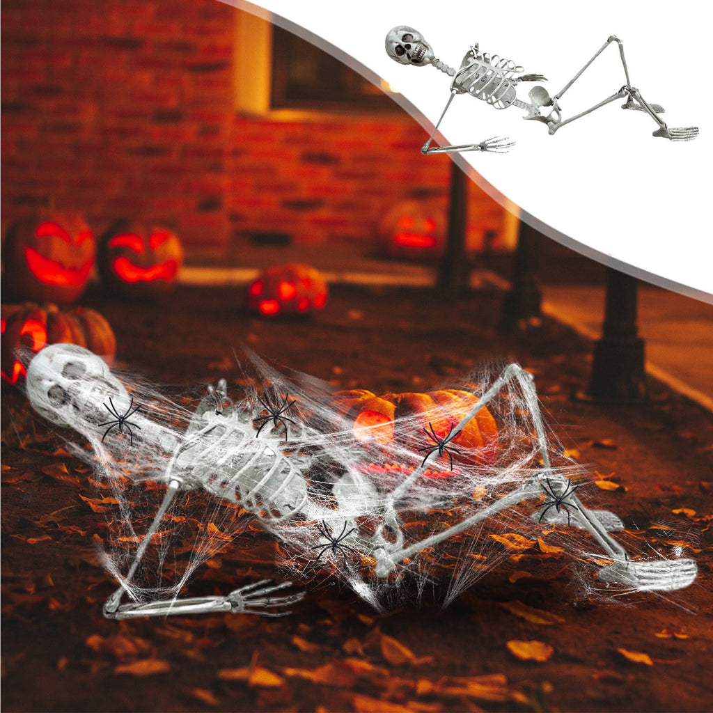 Realistic White Plastic Half Torso Skeleton Tabletop Prop, Detailed Human Half Skeleton Halloween Desktop Decor, Weatherproof Indoor Outdoor Reusable Spooky Party Ornament
