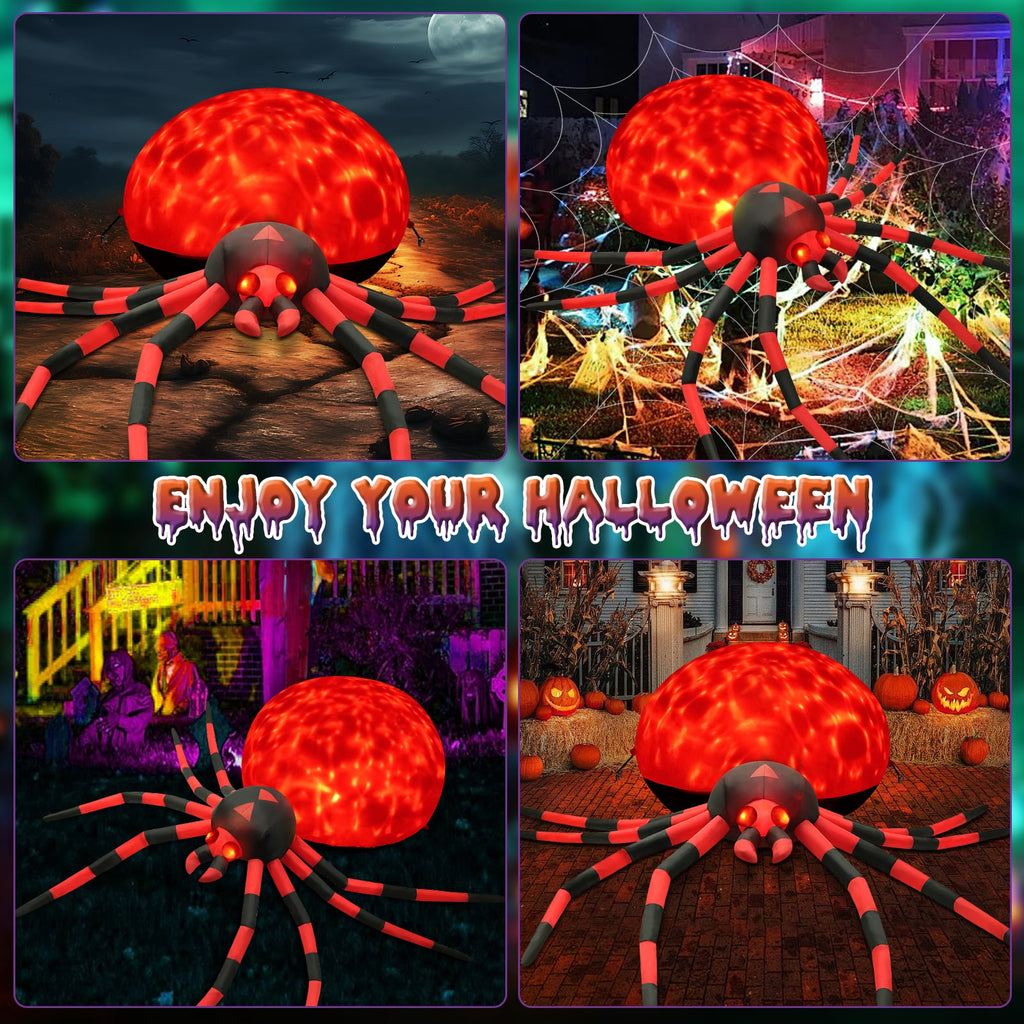 Yexmas 8FT Halloween Inflatables Outdoor Decorations Giant Spider Decorations with LED Lights and Air Pump Blow up Inflatable Green
