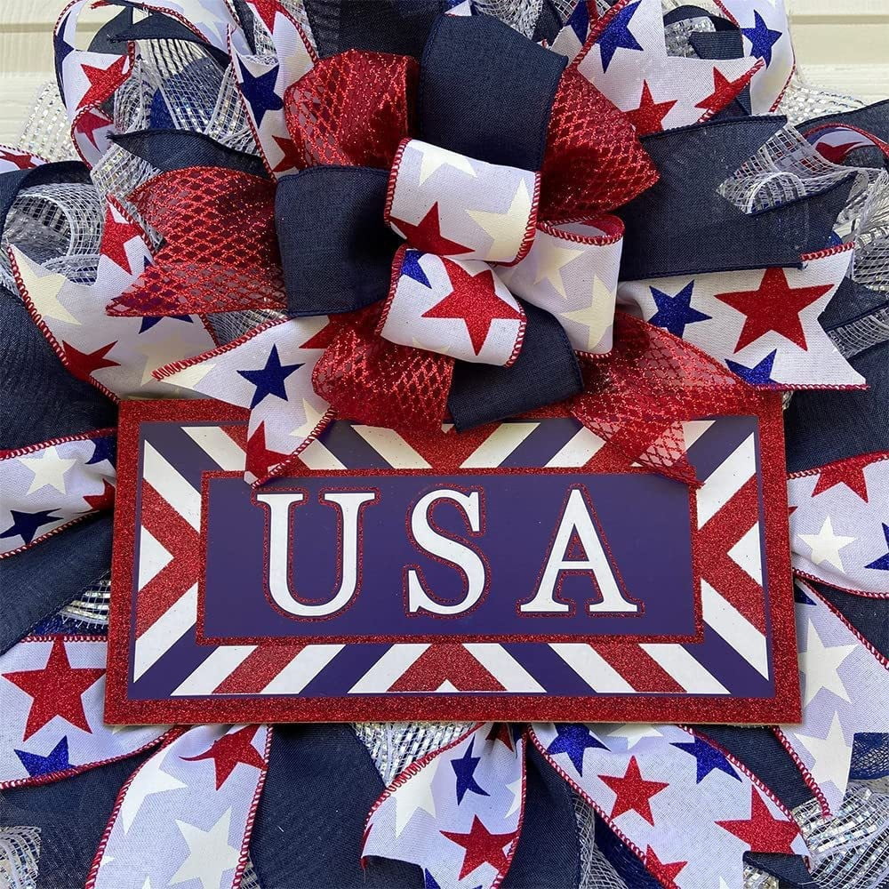 AZXY 4th of July Wreath,Patriotic Wreath,Independence Day Wreaths,Memorial Day Decorations